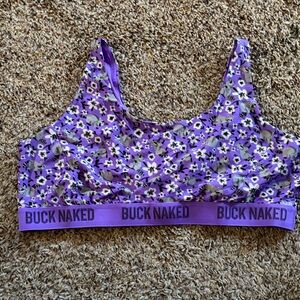 Duluth Trading Co Purple Floral "Buck Naked" Sports Bra